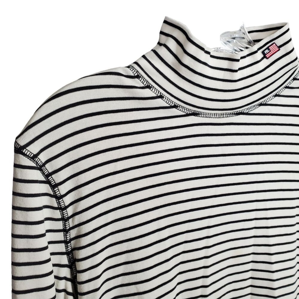 RL Polo Jeans Juniors Sz XL Turtleneck Flag Logo Lightweight Cotton Knit Striped - Picture 7 of 9